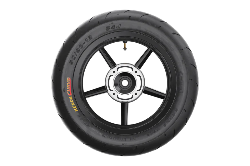 12-inch black street tire with silver alloy wheel rim for D Series electric dirt bike